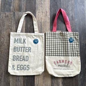 Target Farmhouse Totebags Milk, Butter, Bread & Eggs Farmers Market Bag Lot of 2